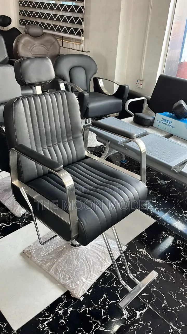 Barber Chairs With Silver and Gold Leg and Base