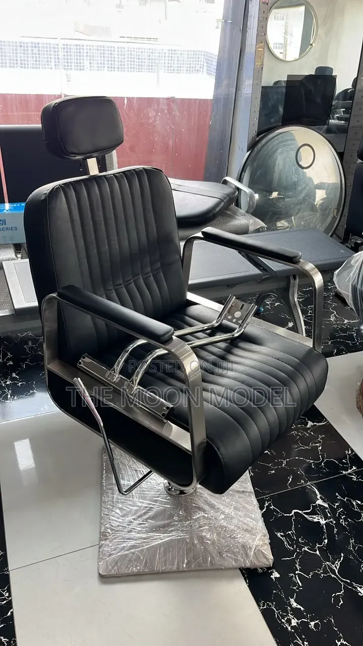 Barber Chairs With Silver and Gold Leg and Base