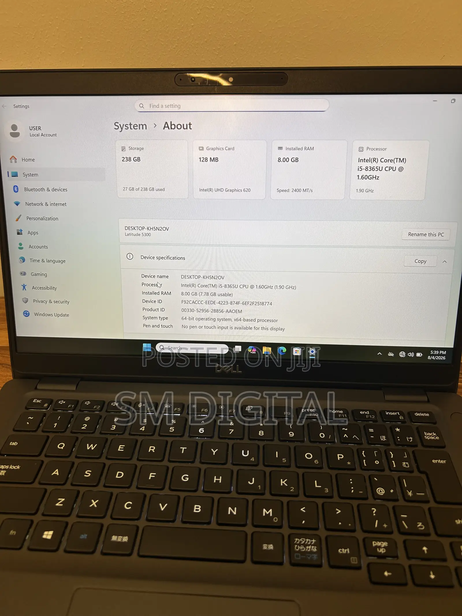 Laptop Dell Latitude 5300 8GB Intel Core i5 SSD 256GB