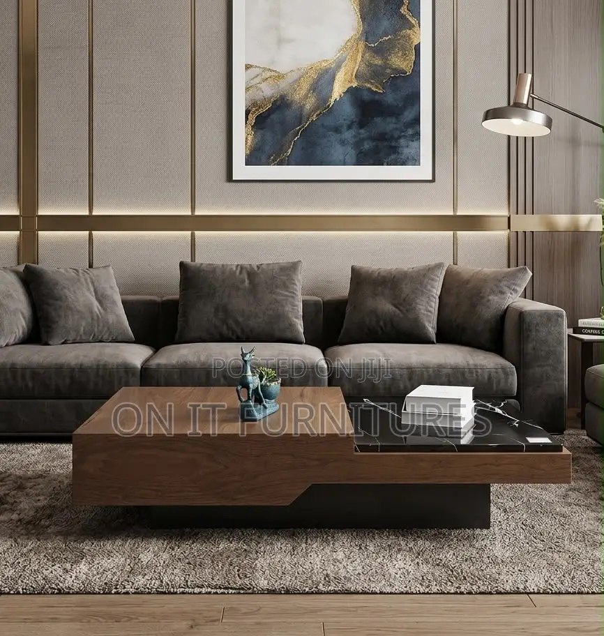 Modern Wooden Center Table With Marble Top – Premium for Living Room