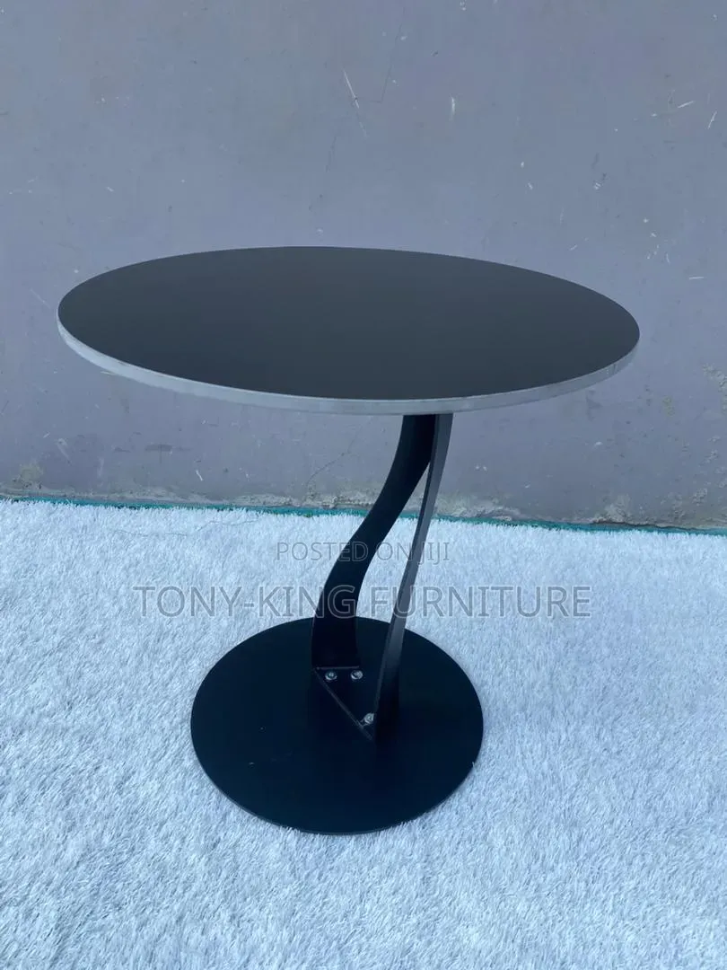 Imported Marble Sid Stool With Black Metal Leg