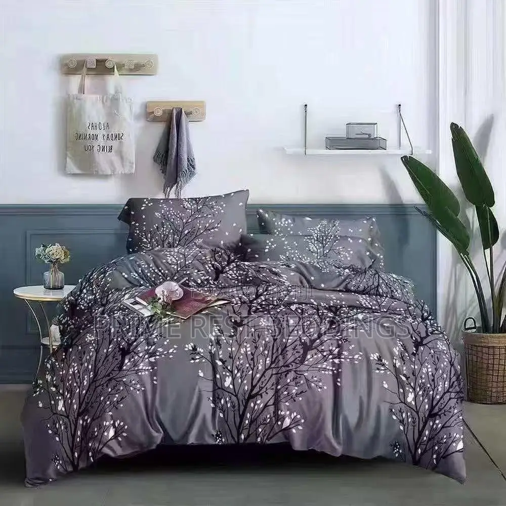 Cotton Grey Floral Bedding Set