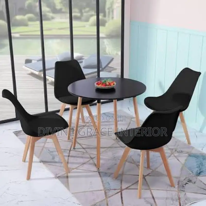 Modern Round Dining Table and 4 Chairs