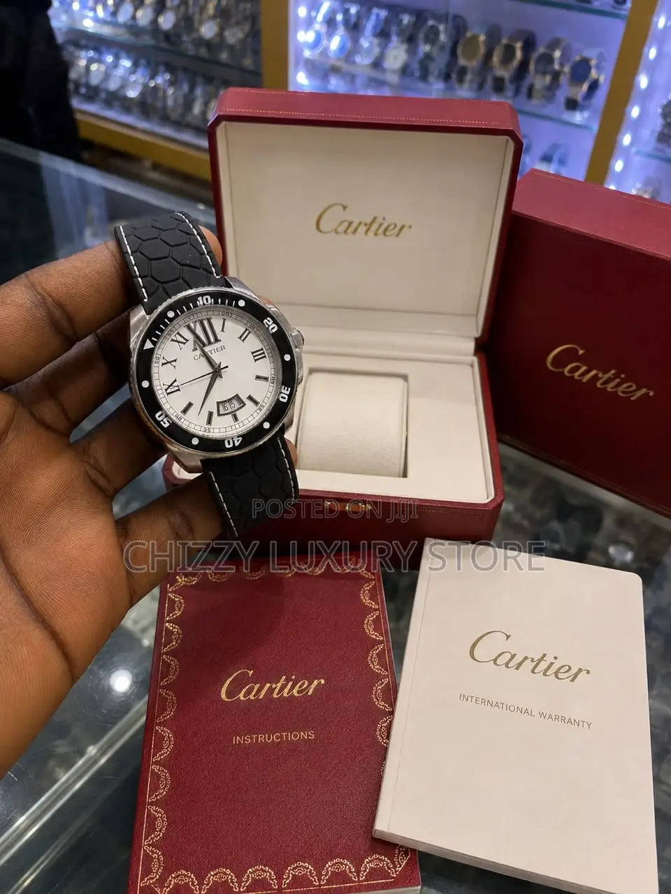 Cartier Quality Men Rubber Strap Wristwatch