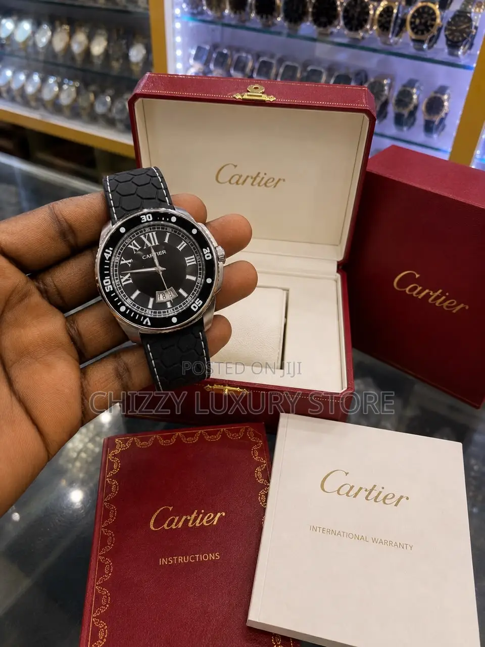 Cartier Quality Men Rubber Strap Wristwatch