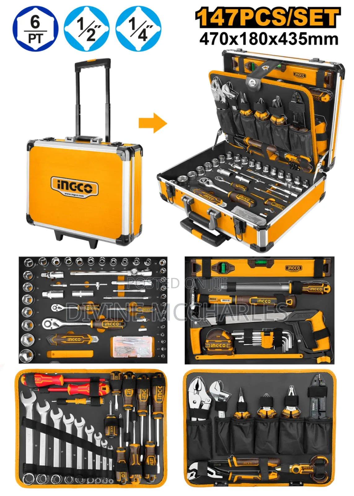 INGCO Hand Tools Set 147-Piece in Metal Case
