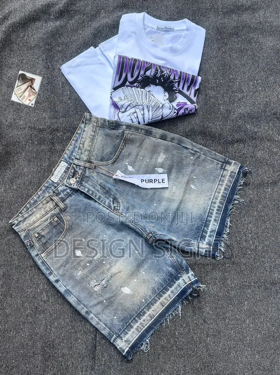 Urban Graphic T-Shirt Denim Shorts 2-Piece Outfit