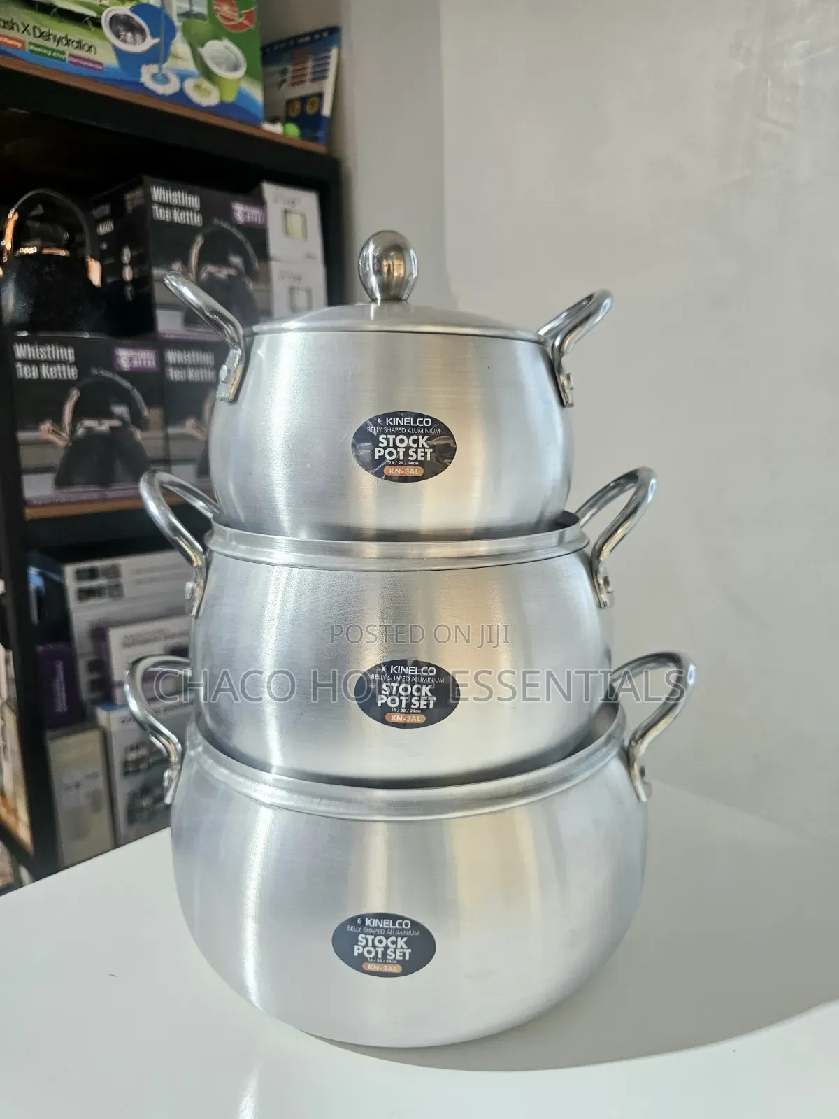 3-Piece Belly-Shaped Aluminium Stock Pot Set (16/20/24cm)