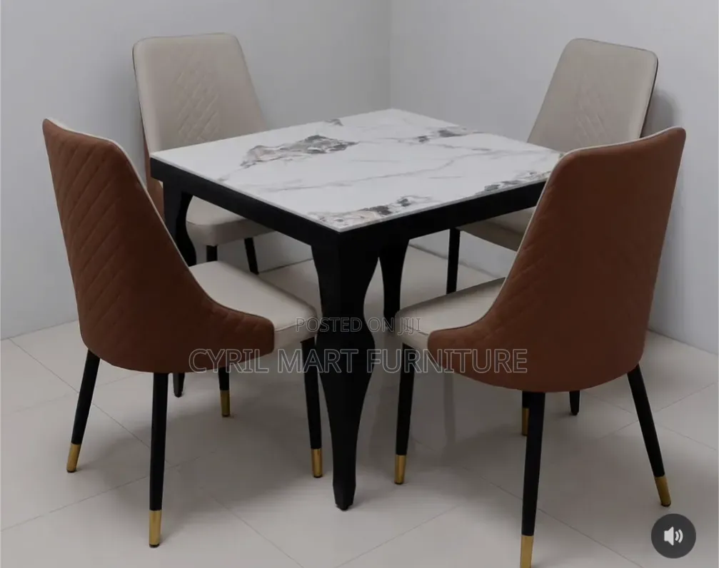 Luxury Marble Dining Table Set – 4 Chairs