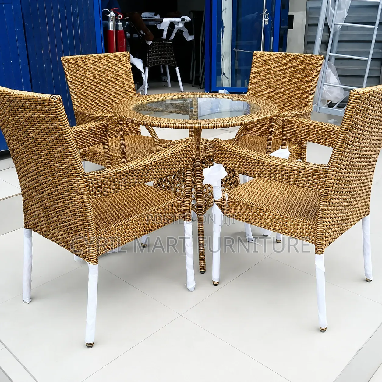 Outdoor Rattan Dining Table Set – 4 Seater