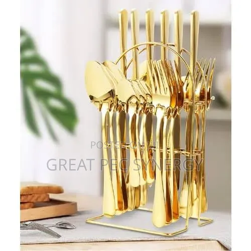 24 Piece Gold and Silver Cutlery Set