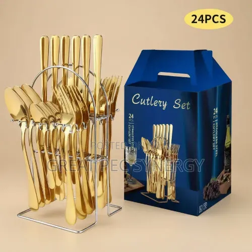 24 Piece Gold and Silver Cutlery Set