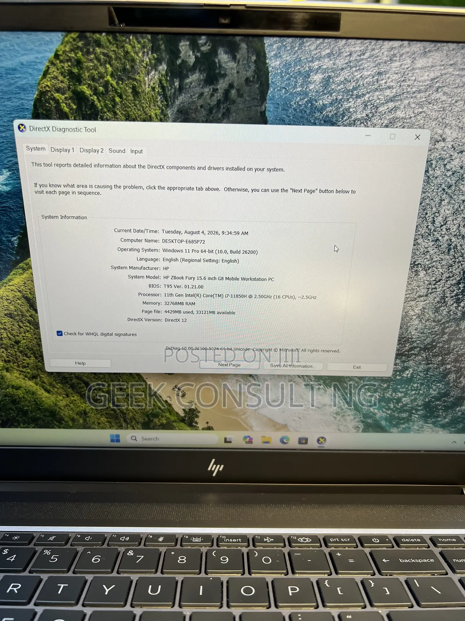 Laptop HP ZBook Fury 15 G8 32GB Intel Core i7 SSD 512GB