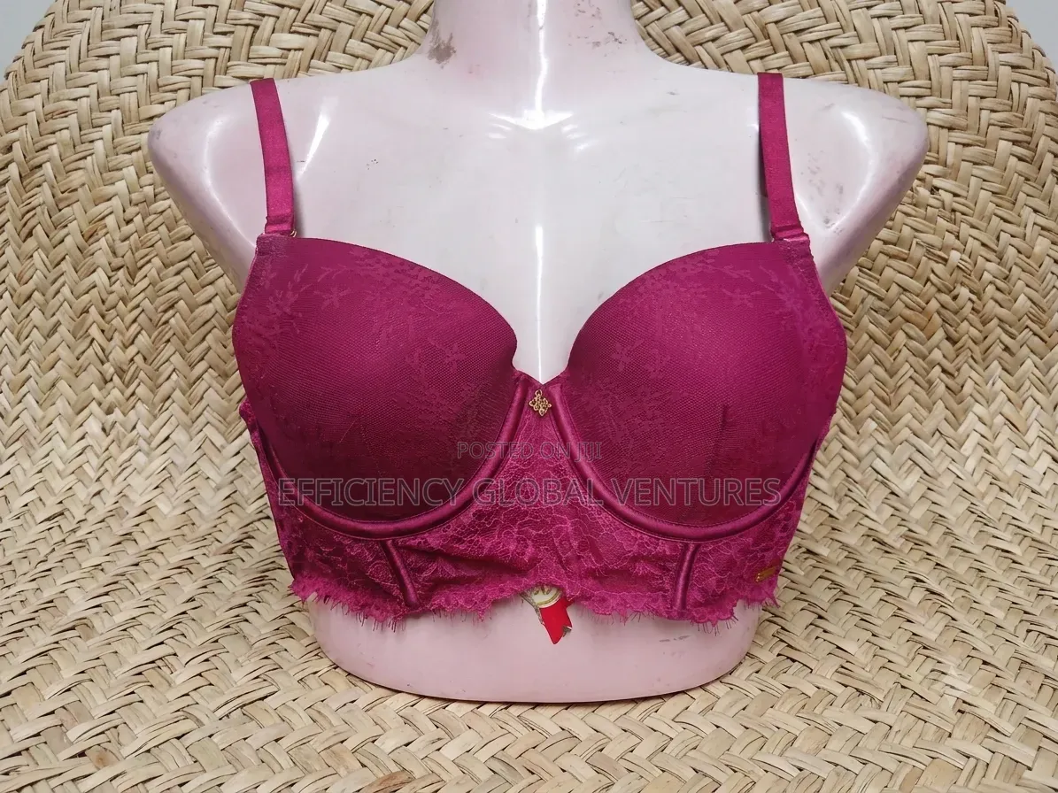 Burgundy Lace Longline Bra | Lightly Padded Underwire Bra ( Medium)