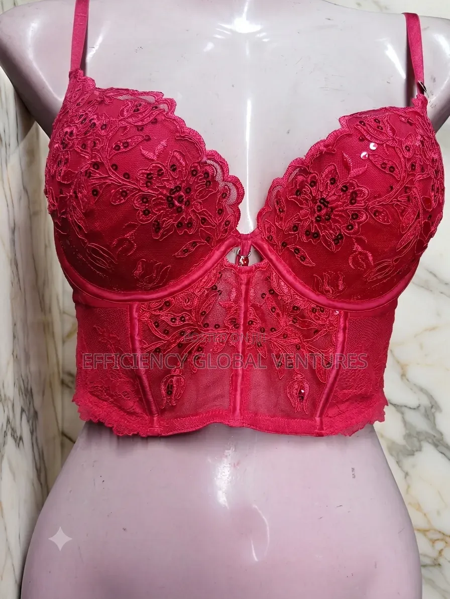 Lace Corset Bustier Bra–Single-Pad Sequined Underwire Bra 36b-C, 38b-C