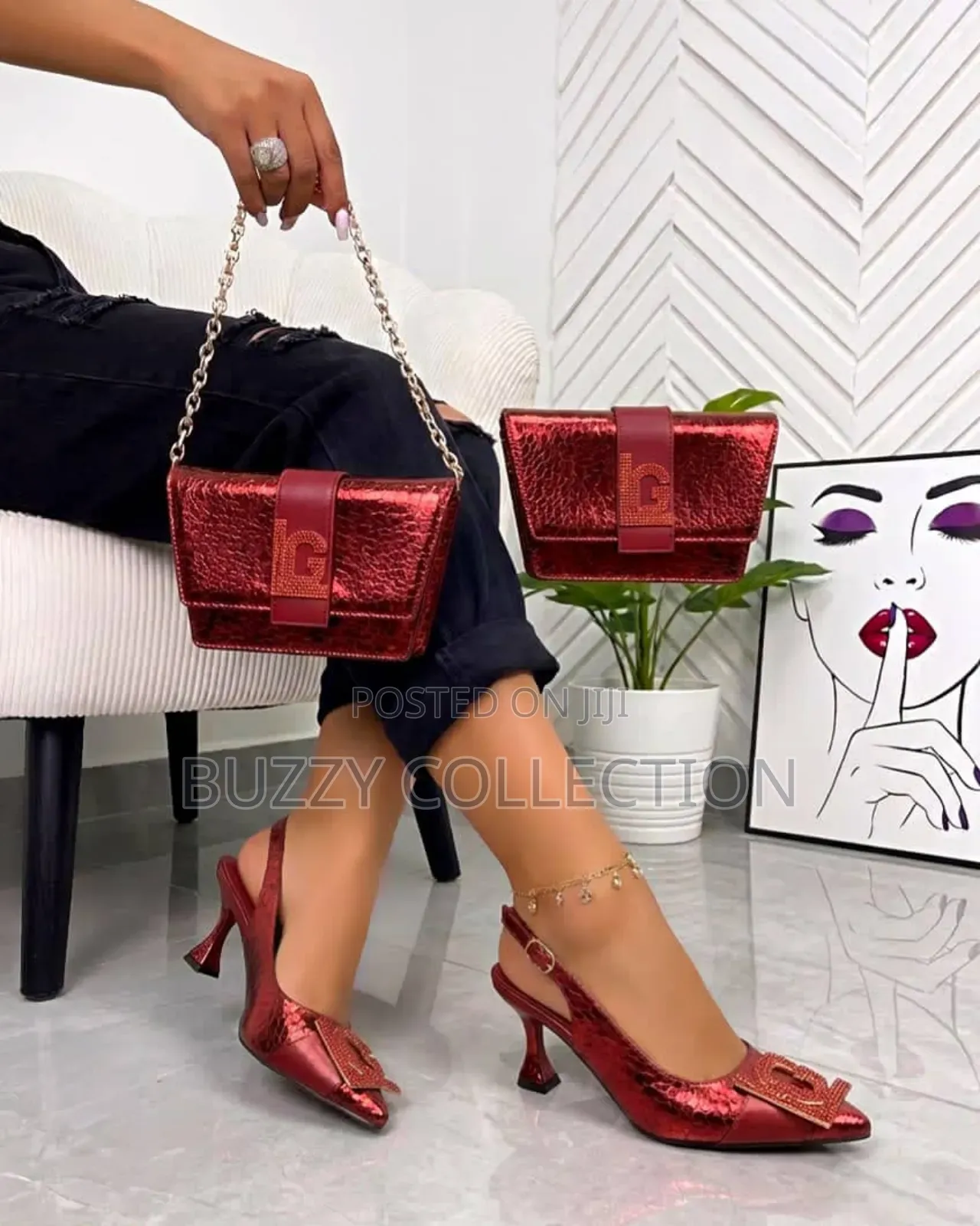 High Quality Exclusive Heel Half Shoe and Purse Set