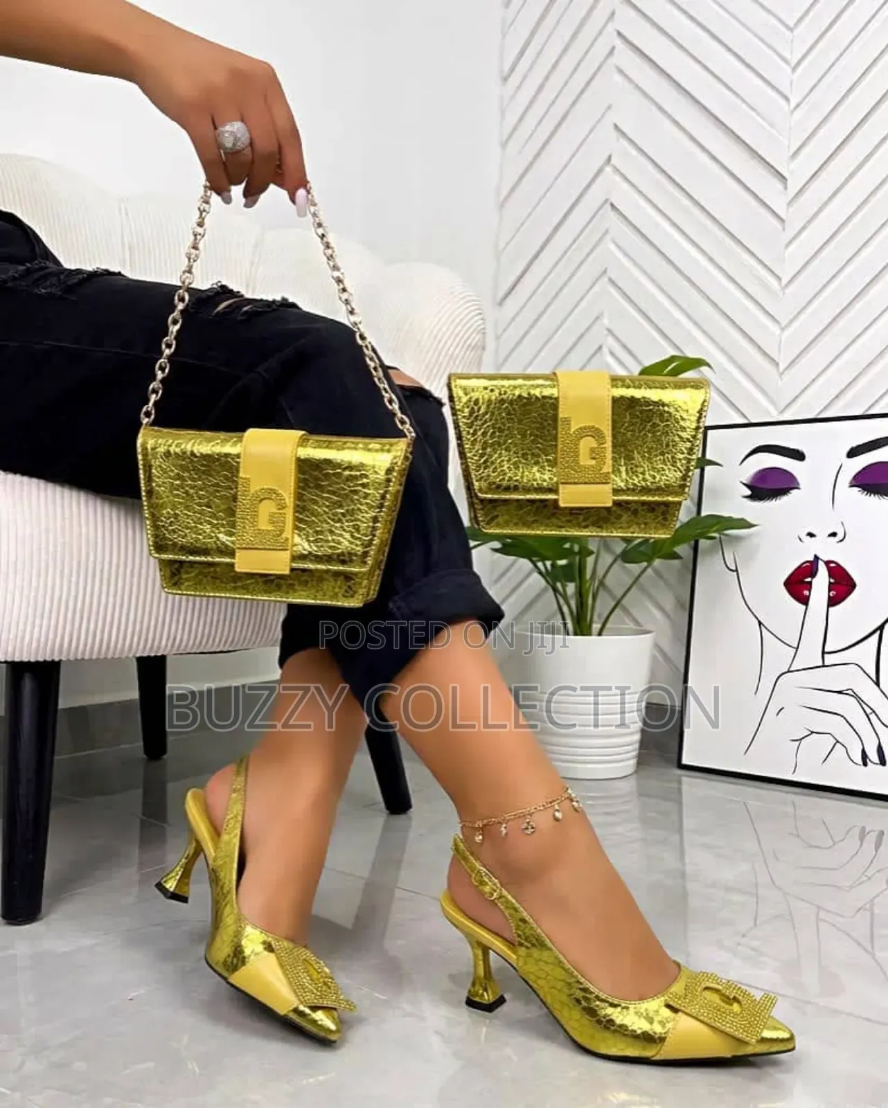 High Quality Exclusive Heel Half Shoe and Purse Set