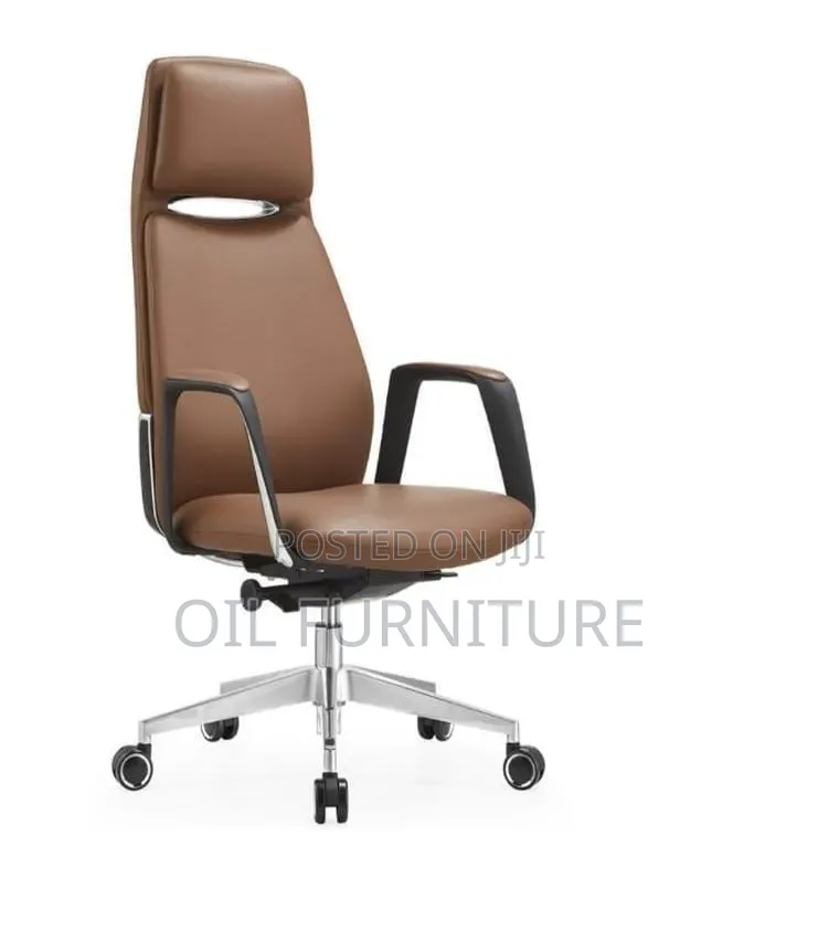 Ergonomic Premium Brown Leather Office Chair for Executives CEOs