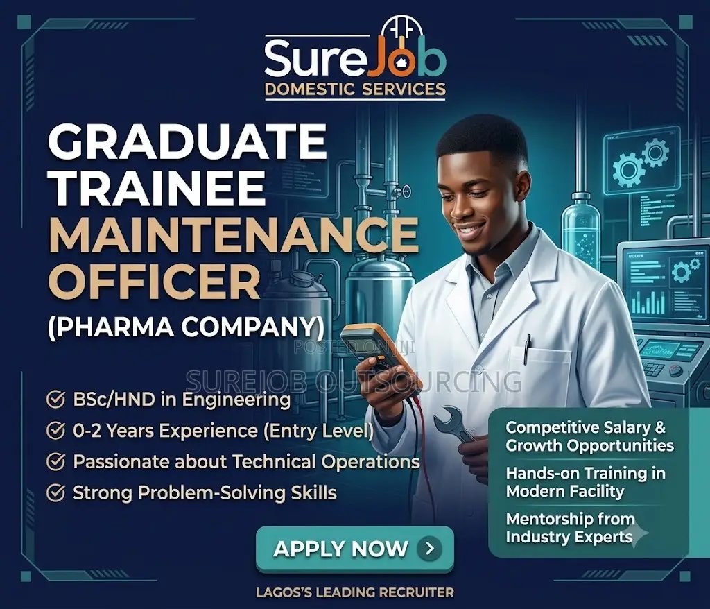 Graduate Trainee Maintenance Officer (Pharma Company)