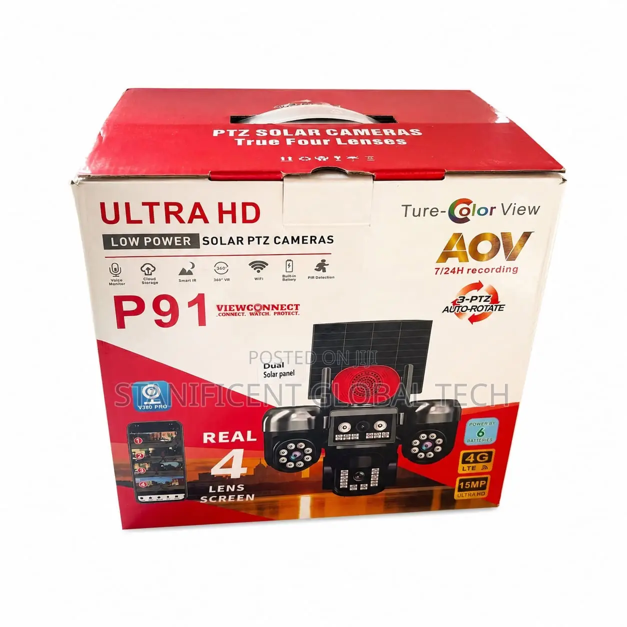 View Connect P91 15MP 4G AOV Ultra HD Four Lens Double Panel Camera