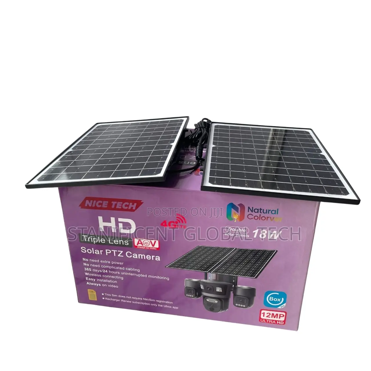 Nice Tech 12MP 4G AOV Triple Lens Double Panel Solar Camera (UBox Pro)