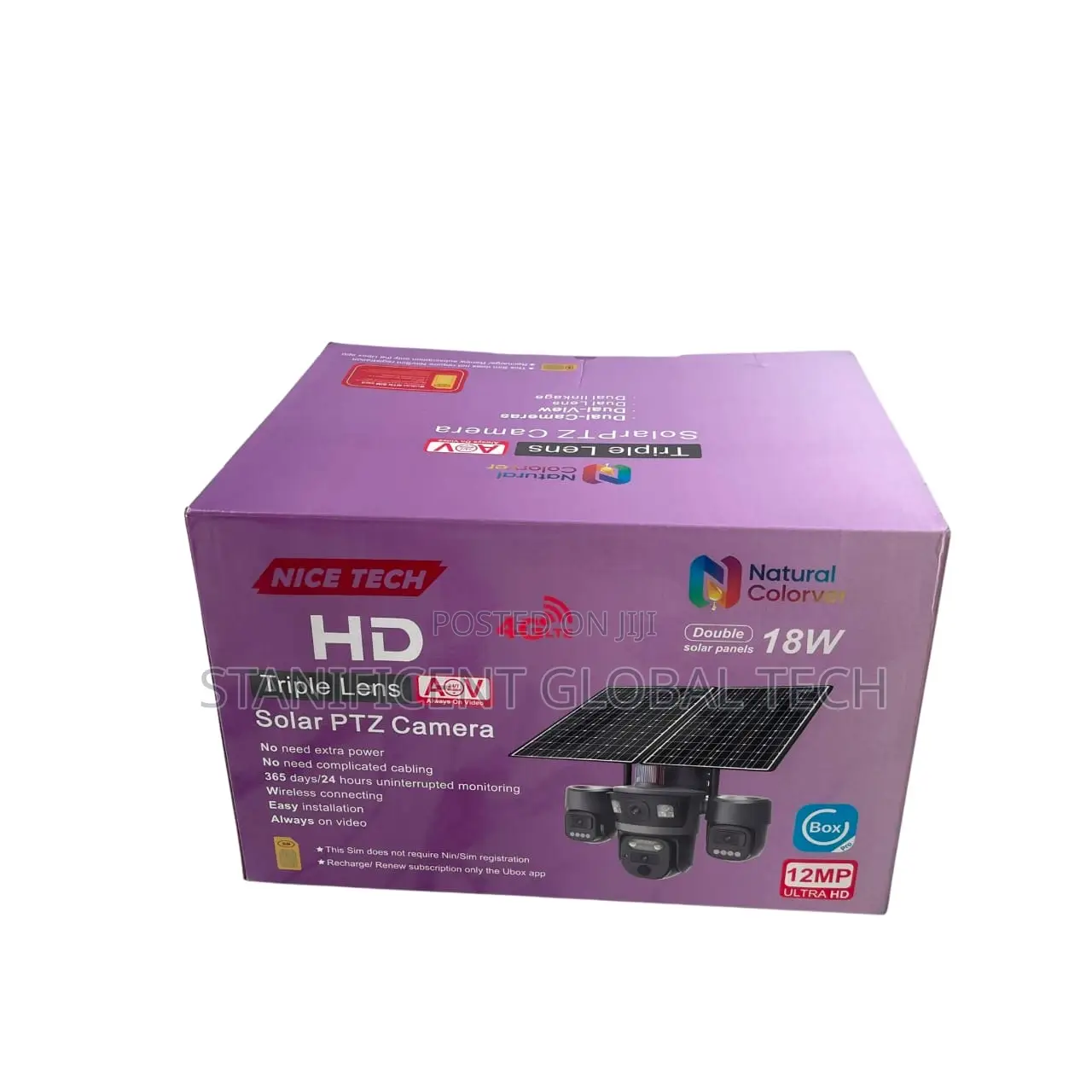 Nice Tech 12MP 4G AOV Triple Lens Double Panel Solar Camera (UBox Pro)