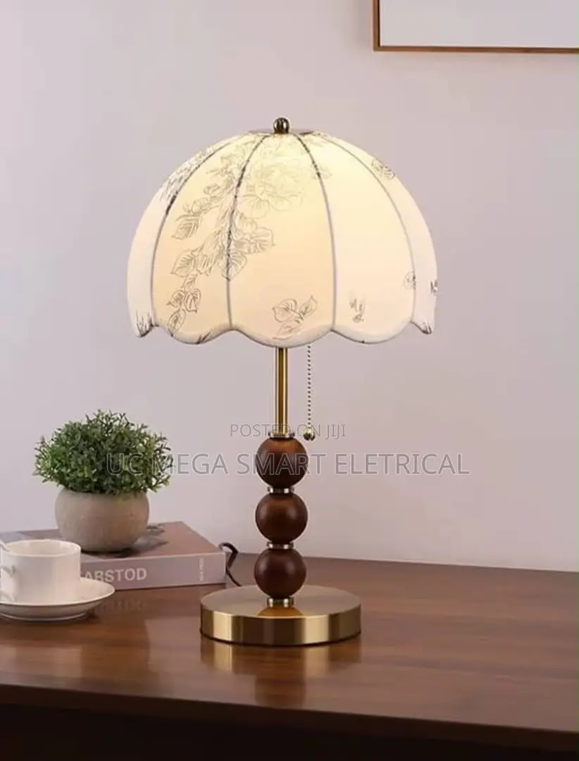 Fabric Lampshade European Vintage Table Lamp Sturdy Structure