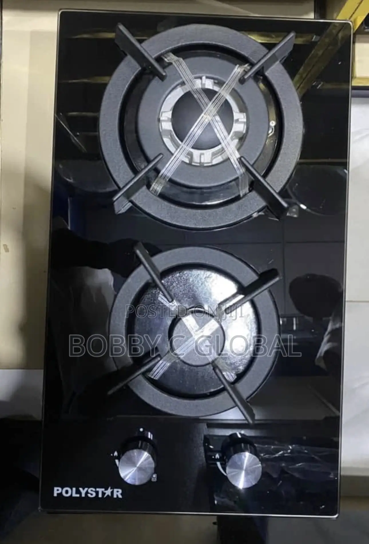 Polystar 2 Burner Built-in Gas Hob – Black Tempered Glass
