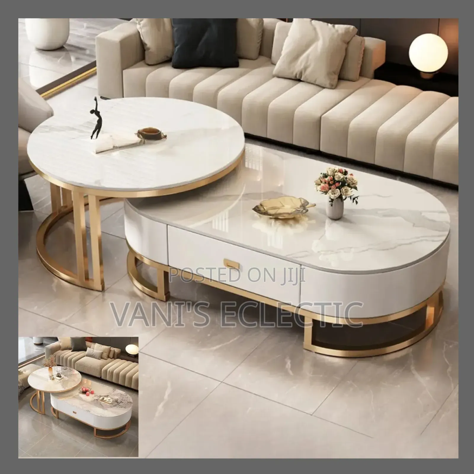 Luxury 2-in-1 Nesting Table Set(A+B Marble and Glass Luxury Table)