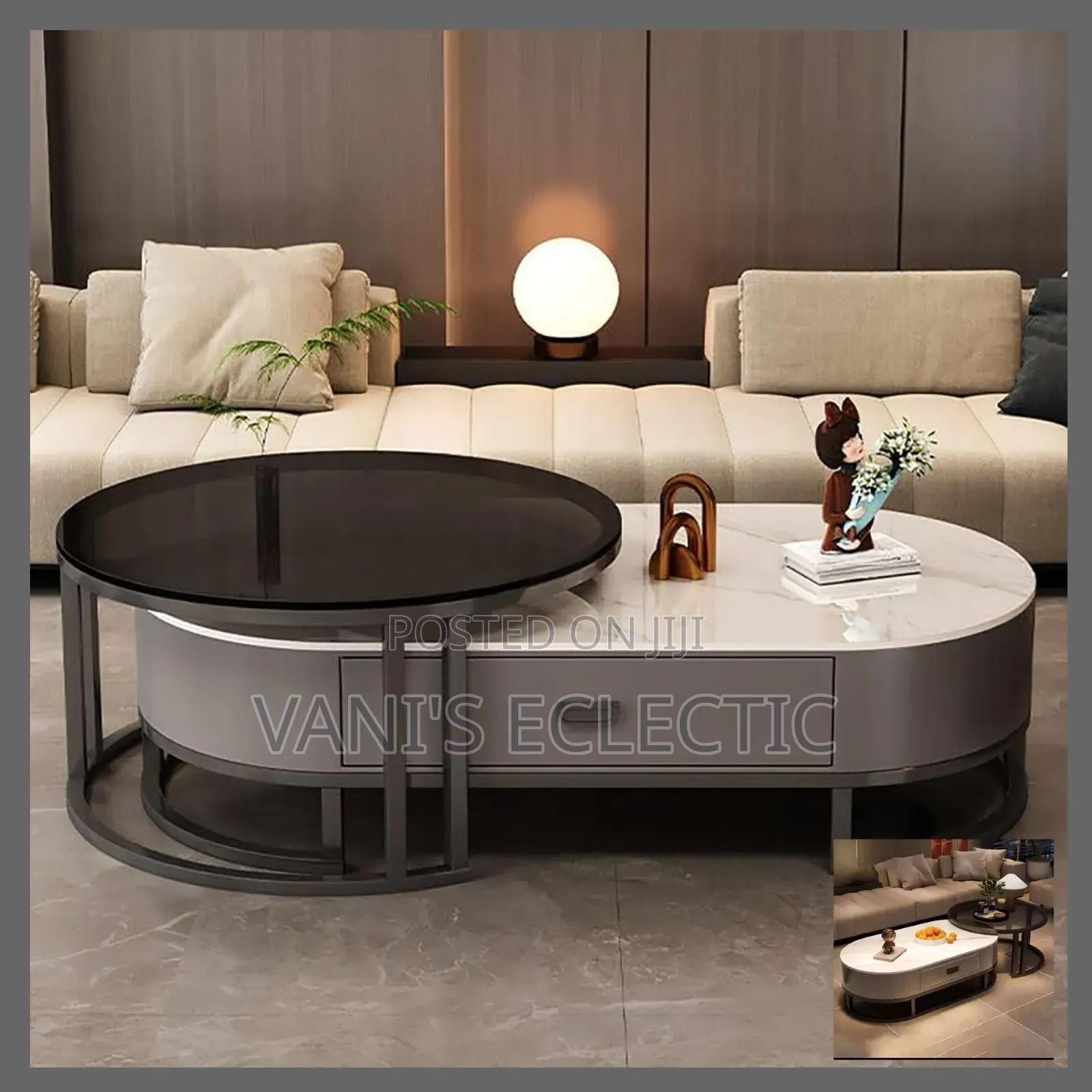 Luxury 2-in-1 Nesting Table Set(A+B Marble and Glass Luxury Table)
