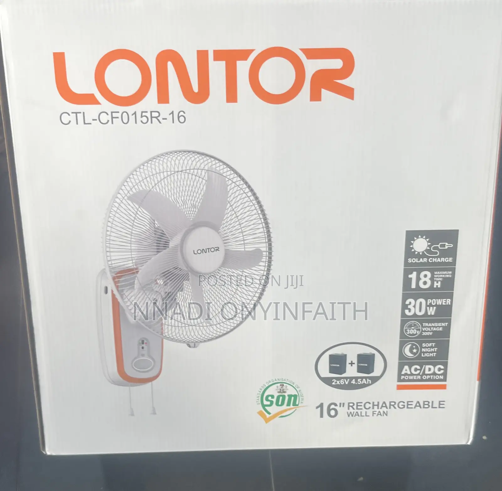 16” Lontor Rechargeable Fan