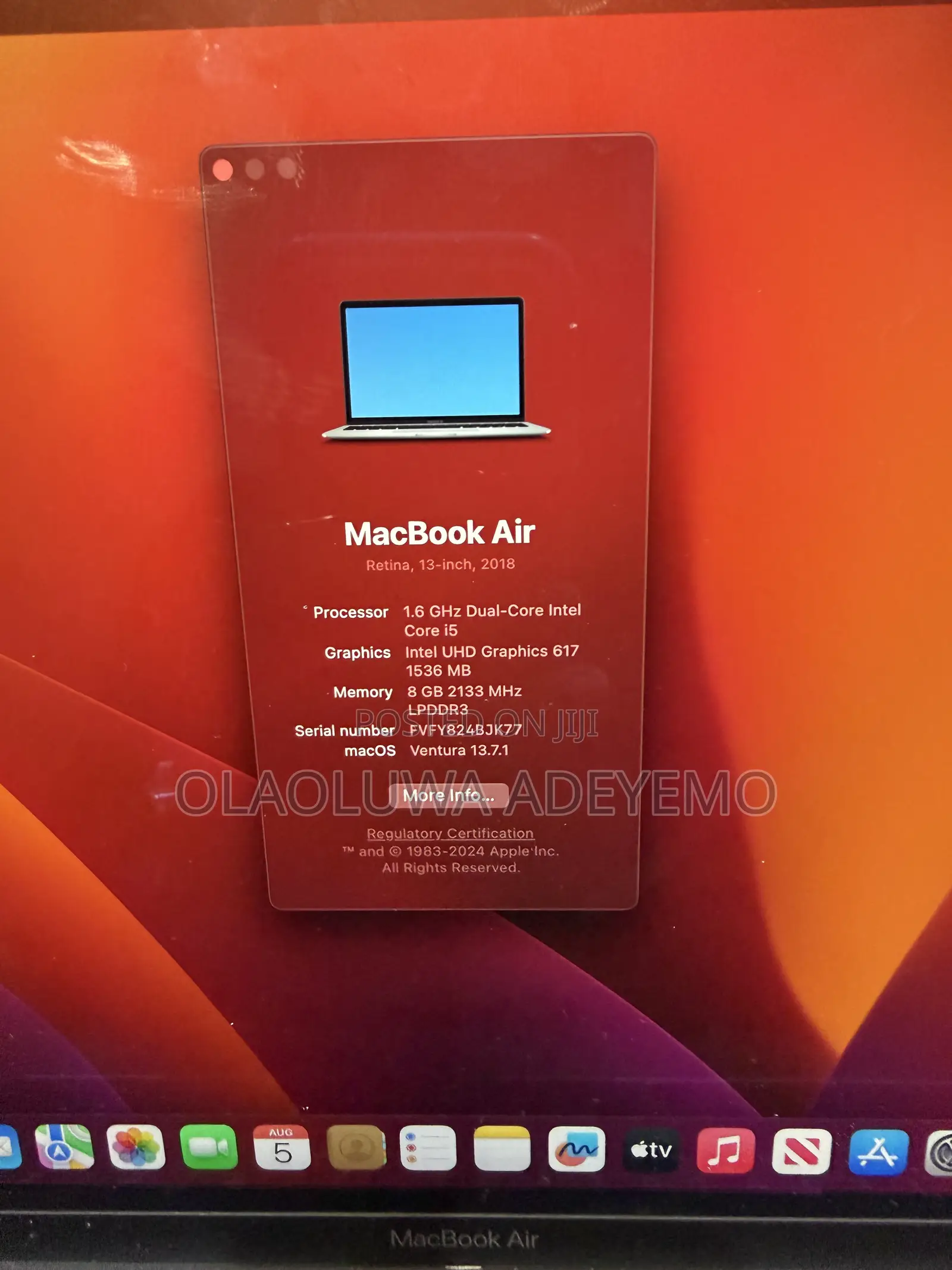 Laptop Apple MacBook Air 2018 8GB Intel Core i5 SSD 128GB
