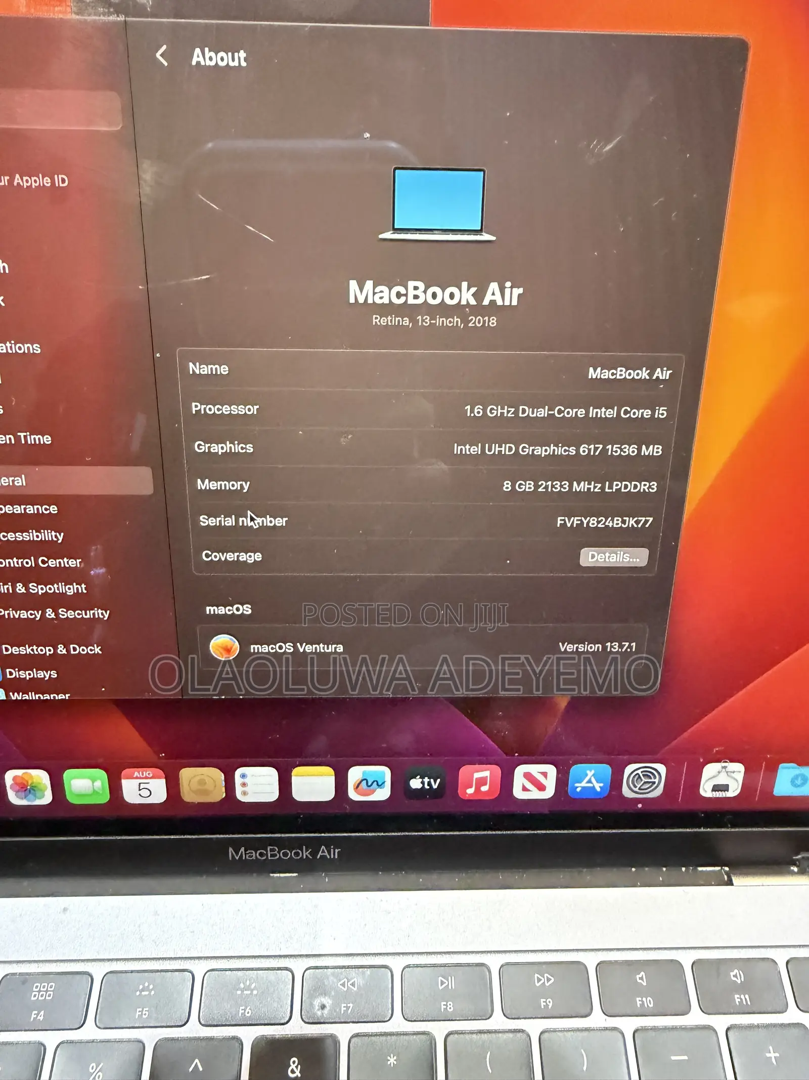 Laptop Apple MacBook Air 2018 8GB Intel Core i5 SSD 128GB