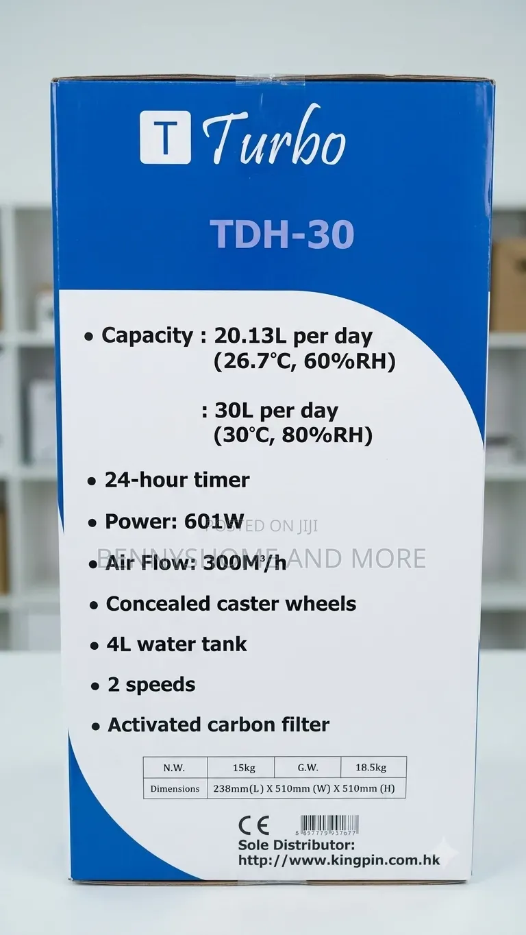Turbo Italy 30l Heavy-Duty Home Dehumidifier.