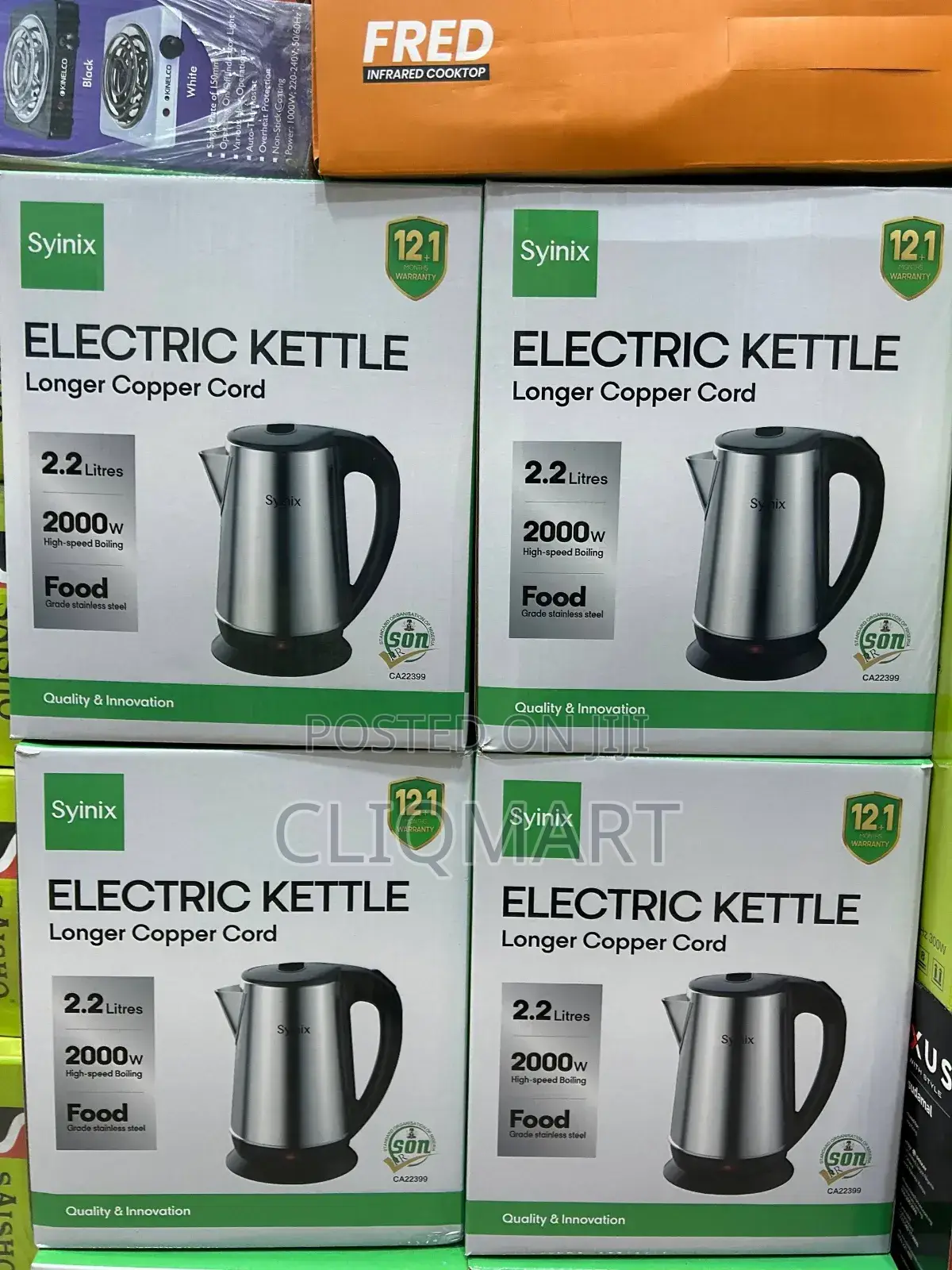 Syinix Electric Kettle 2.2L - 2000W Fast Boil Stainless Steel Kettle