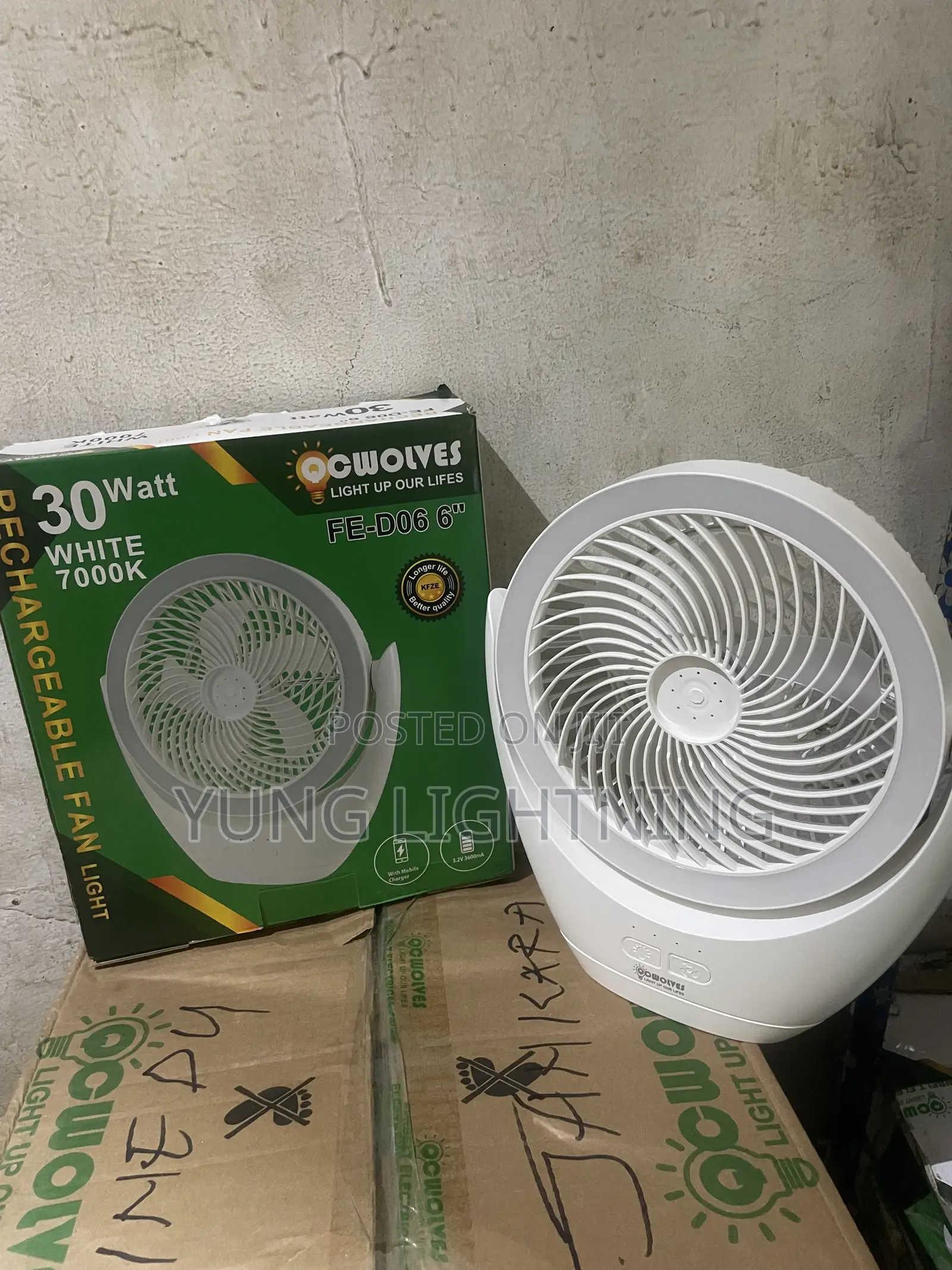 30W Rechargeable Fan With LED Light – Portable Long Battery Life