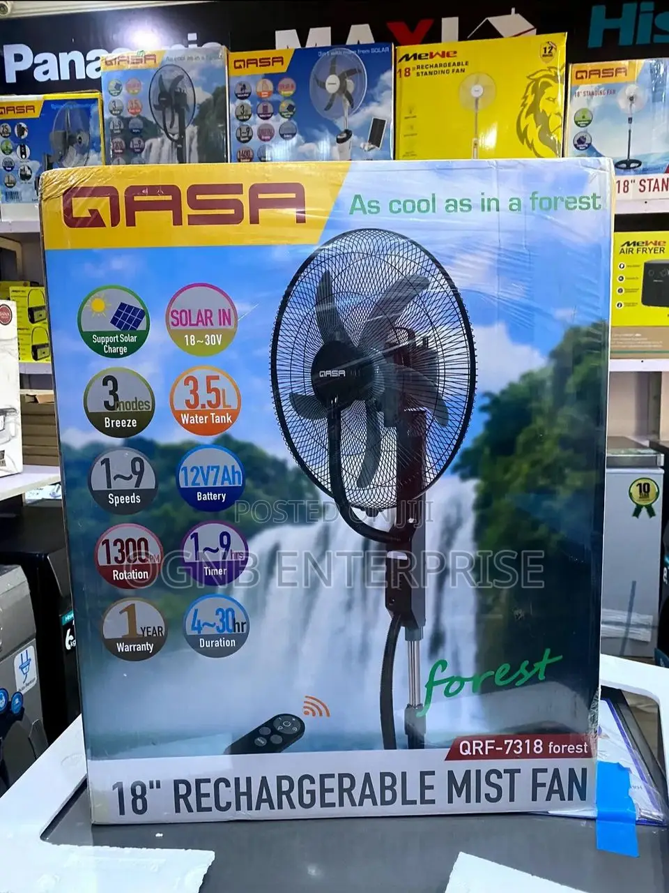Qasa 18inches Mist Rechargeable Standing Fan