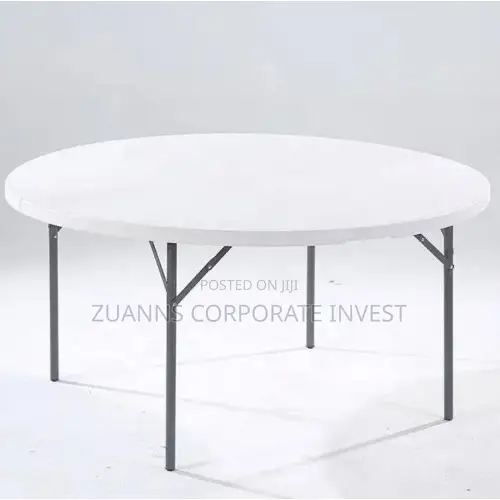 Round Bi-Fold Folding Table/ White