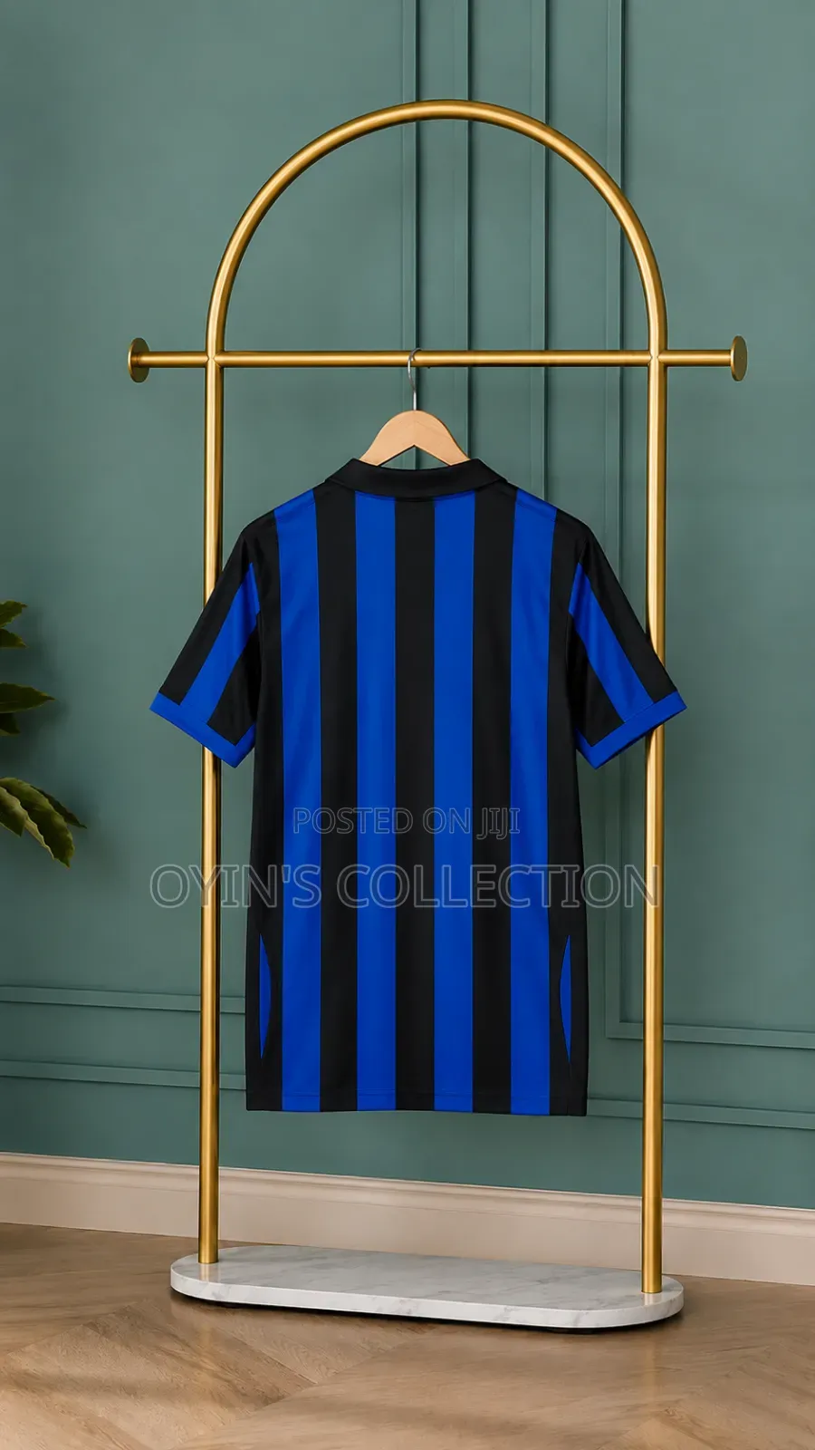 Inter Milan Black Blue Striped Football Jersey – Short Sleeve