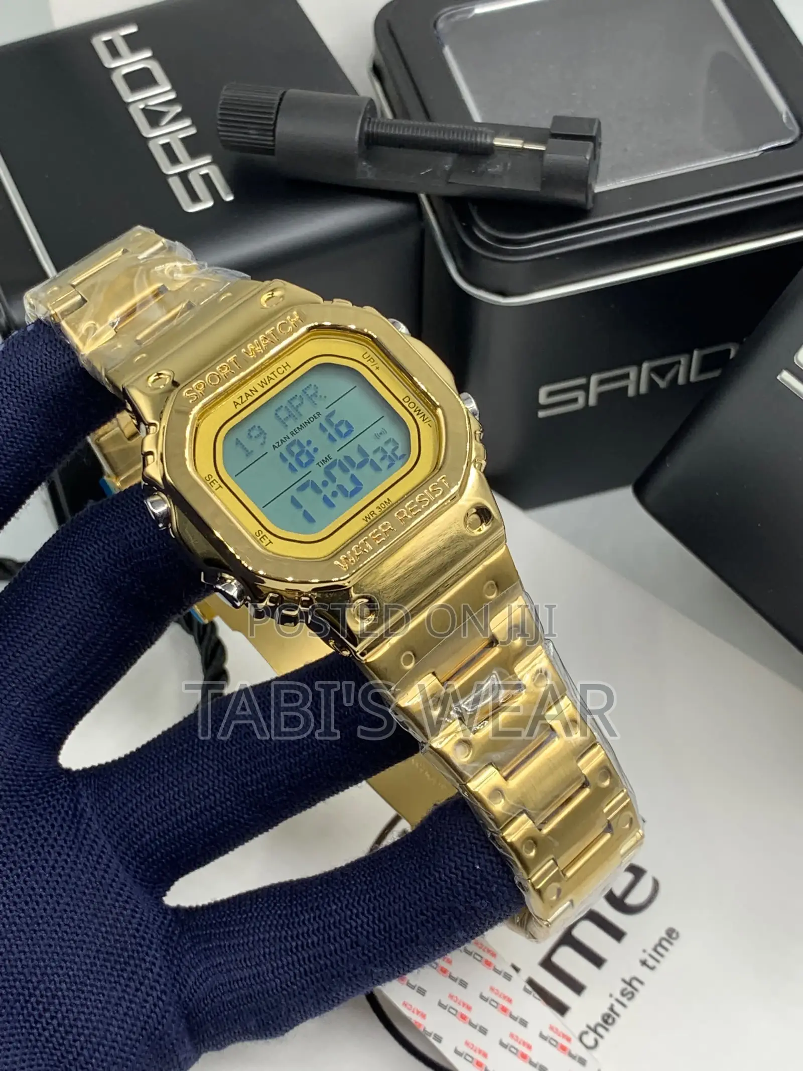 Sanda Digital Stainless Steel Wristwatch for Men