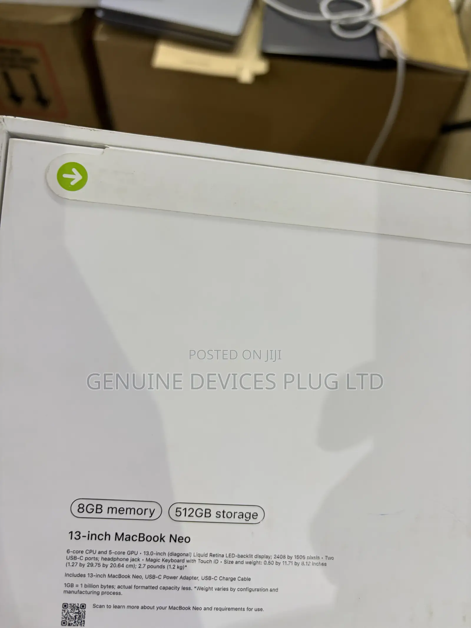 New Laptop Apple MacBook Neo 2026 8GB SSD 512GB