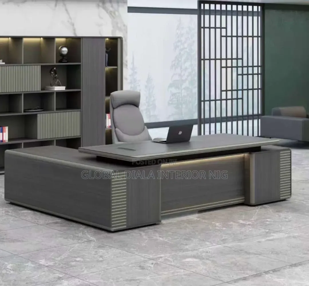 Modern Grey Executive L-Shape Office Desk