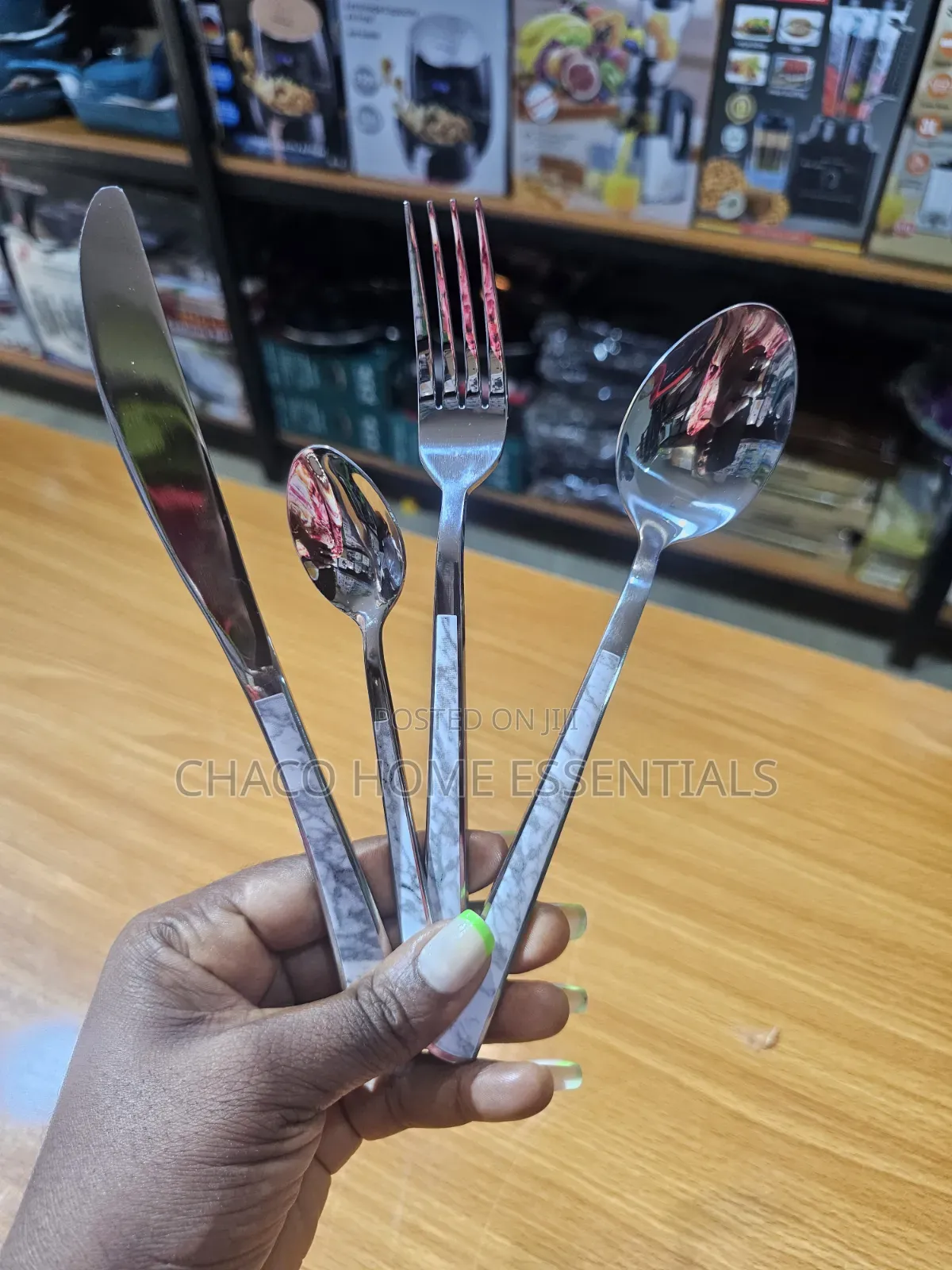 24-Piece Marble Design Stainless Steel Cutlery Set(6pcs Each)