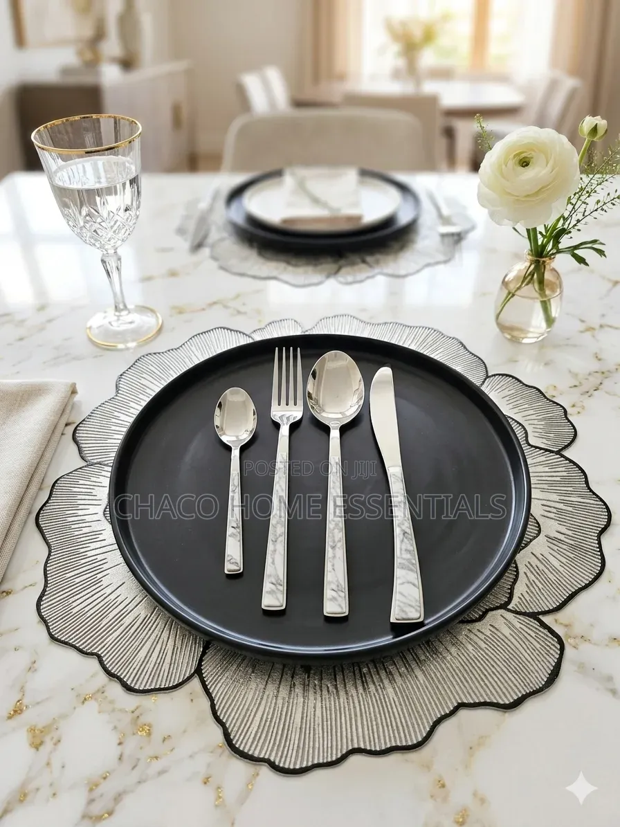 24-Piece Marble Design Stainless Steel Cutlery Set(6pcs Each)