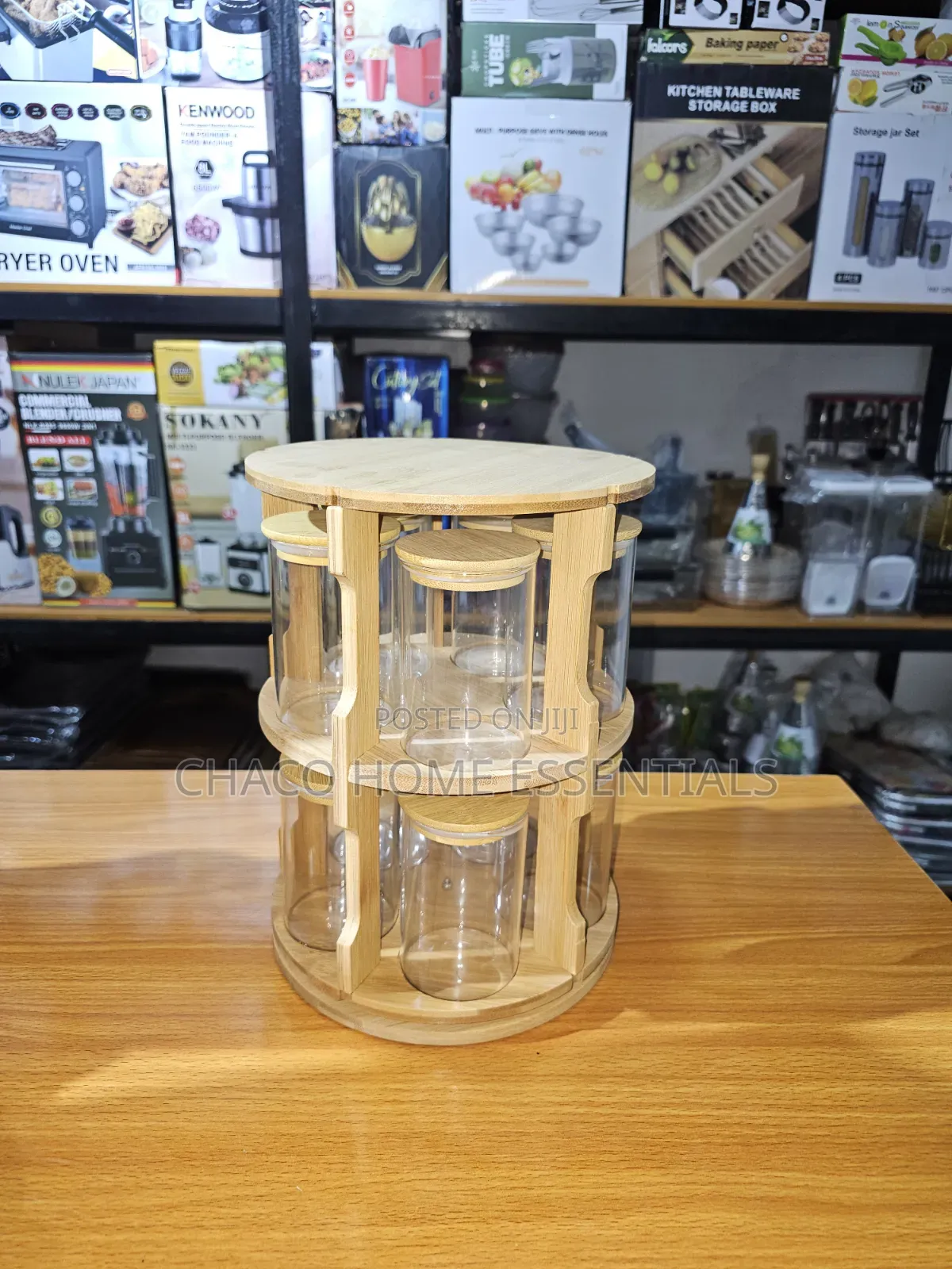 2-Tier 360° Rotating Bamboo Spice Organizer