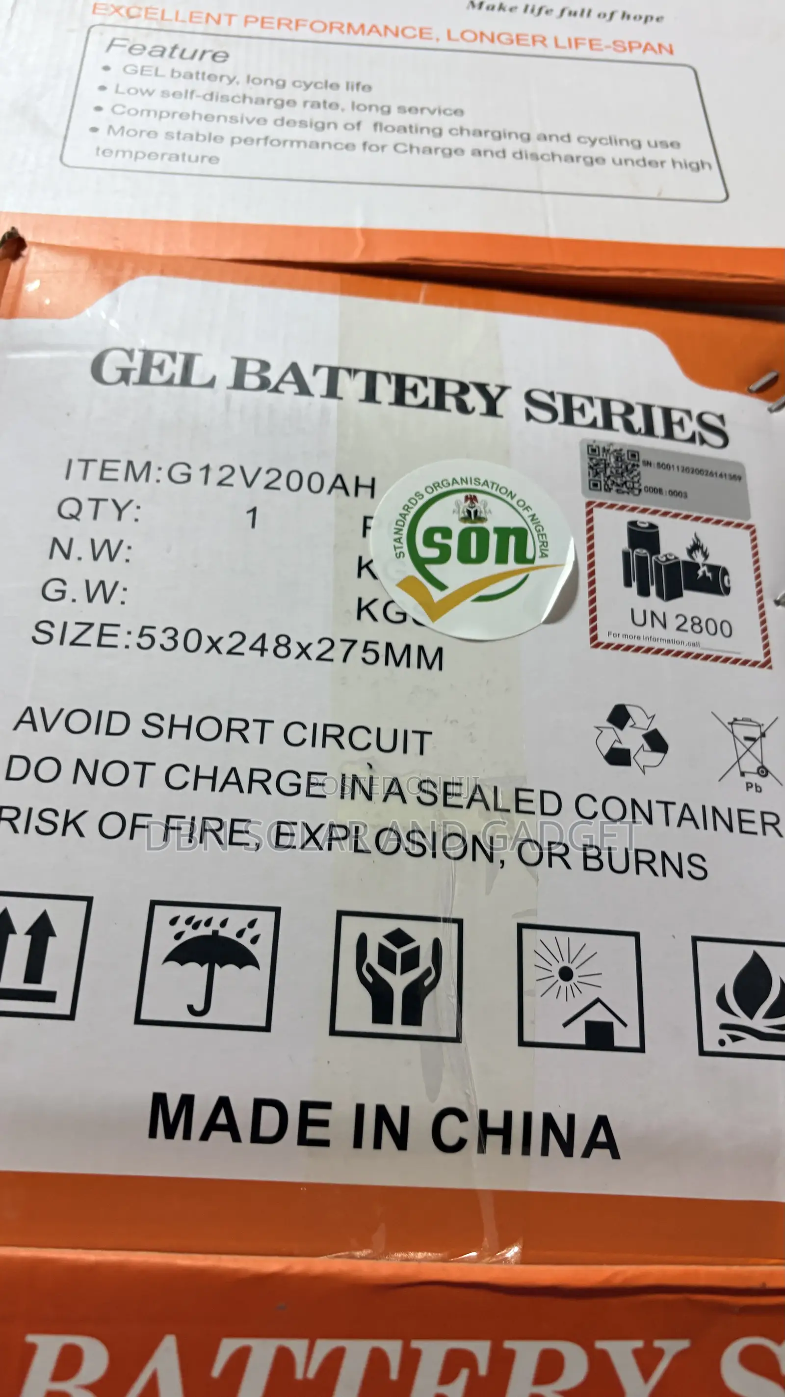 200a 12v Felicity Solar Gel Battery Dry Cell Very Good Quality