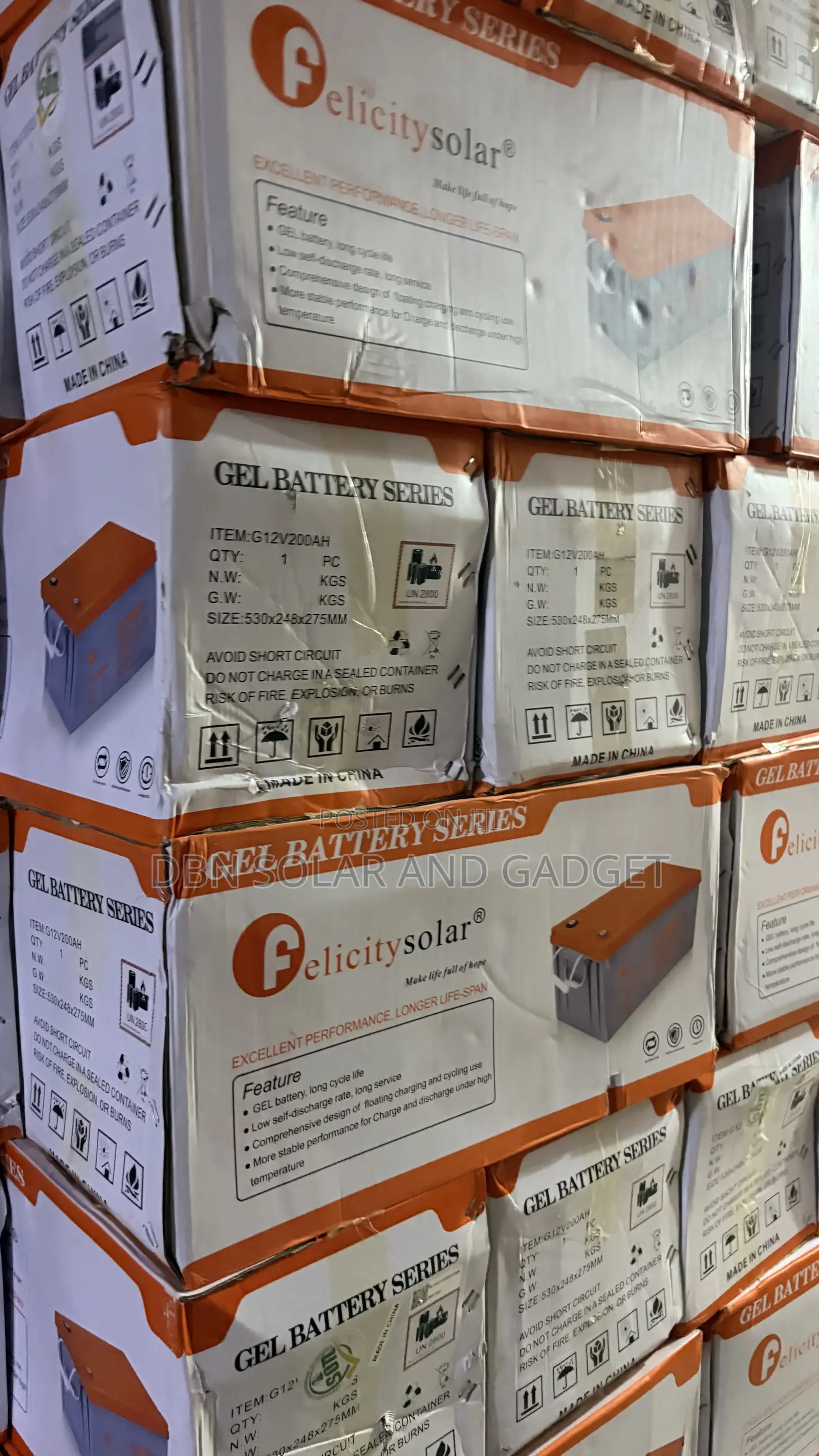 200a 12v Felicity Solar Gel Battery Original Very Good and Reliable