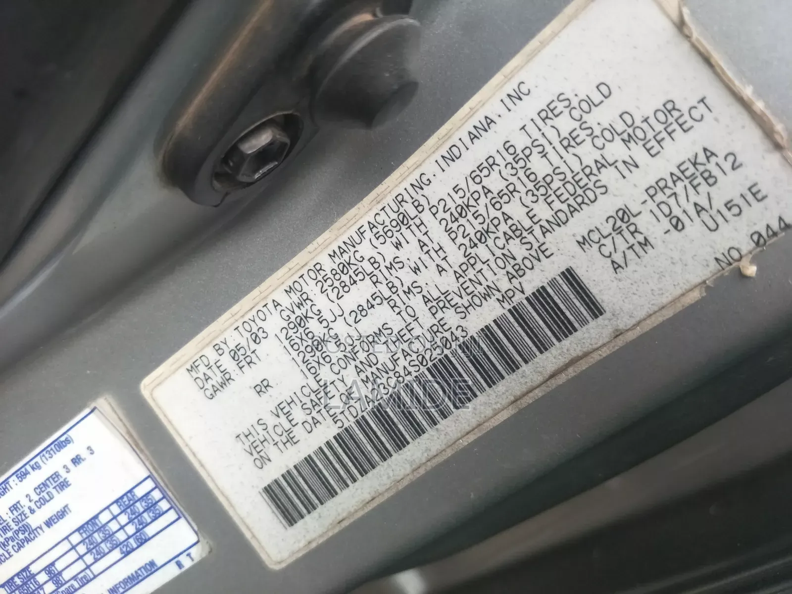 Toyota Sienna 2004 Gold