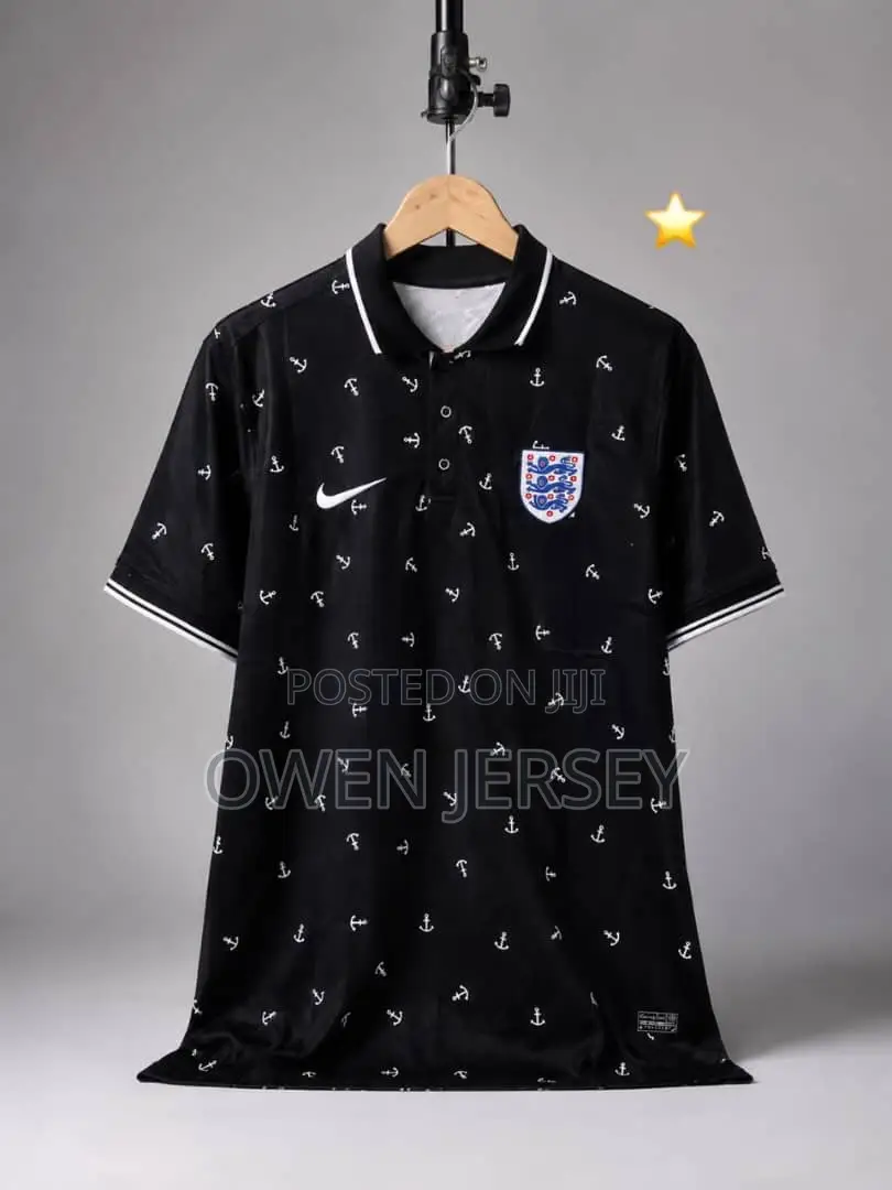 England Black Anchor Polo Jersey – Premium Fan Edition