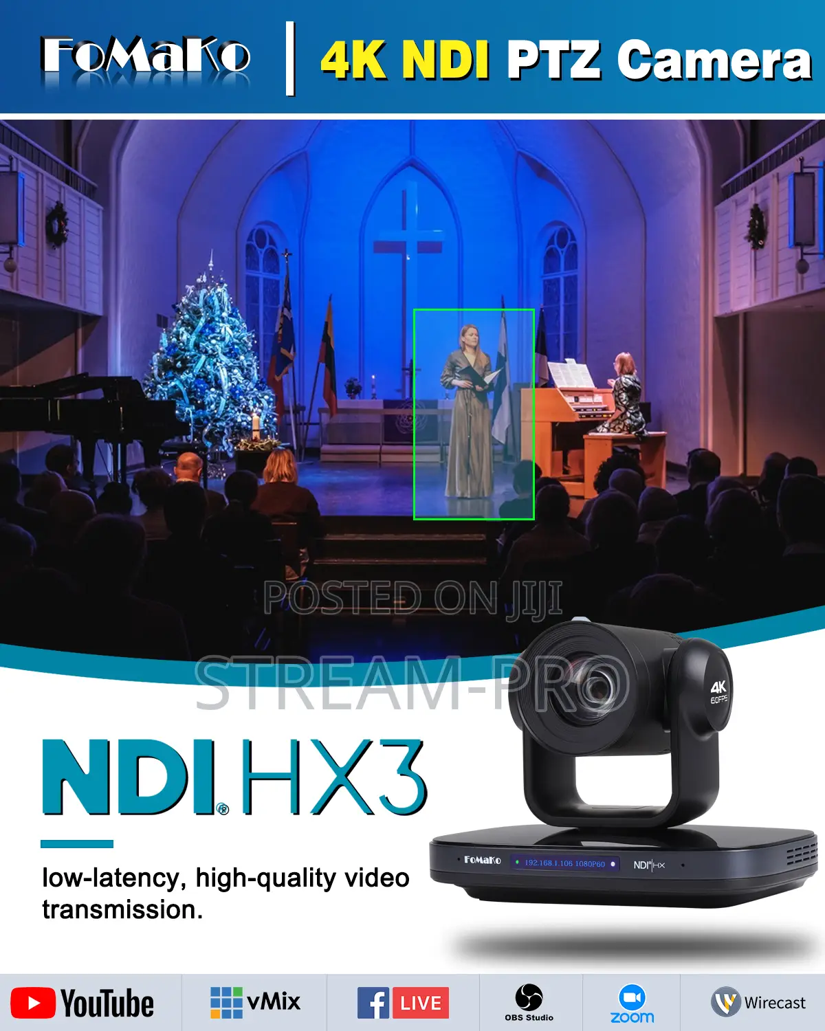 FoMaKo K820S NDI/12G-SDI PTZ Camera With 20x Optical Zoom